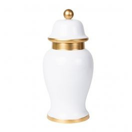 White & Gold Color Block Petite Ginger Jar | The Well Appointed House, LLC