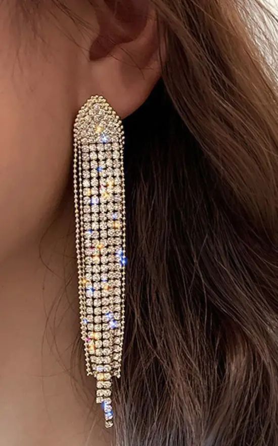 Glitzy Sparkling Tassel Drop Earrings | GIGILAND UK | SilkFred | SilkFred