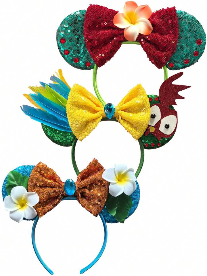 Disney Disney 1Pc Cartoon Moana HeiHei Cute Mickey Mouse Ears,Sequin Mouse Ears Bow Headband For ... | SHEIN