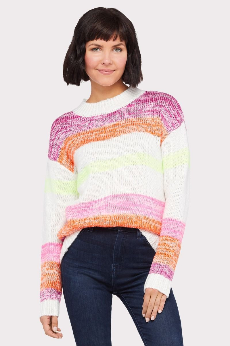 Izzy Neon Stripe Sweater | Evereve