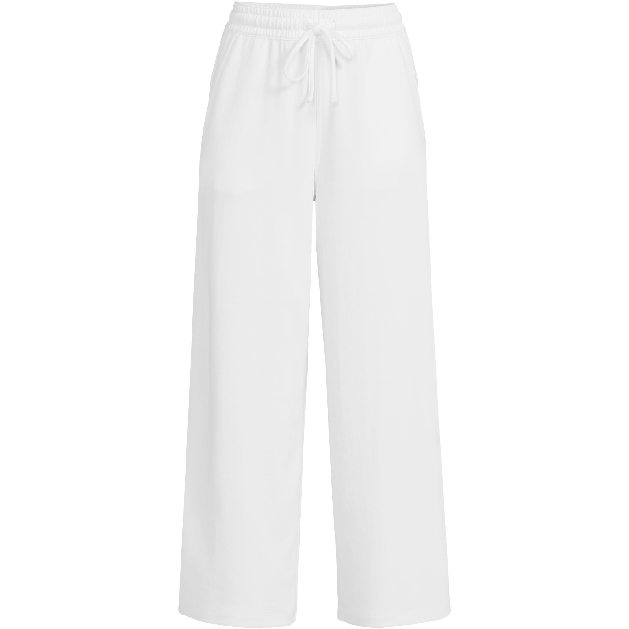 Women's Plus Size Sport Knit Elastic Waist Wide Leg Crop Pants | Lands' End (US)