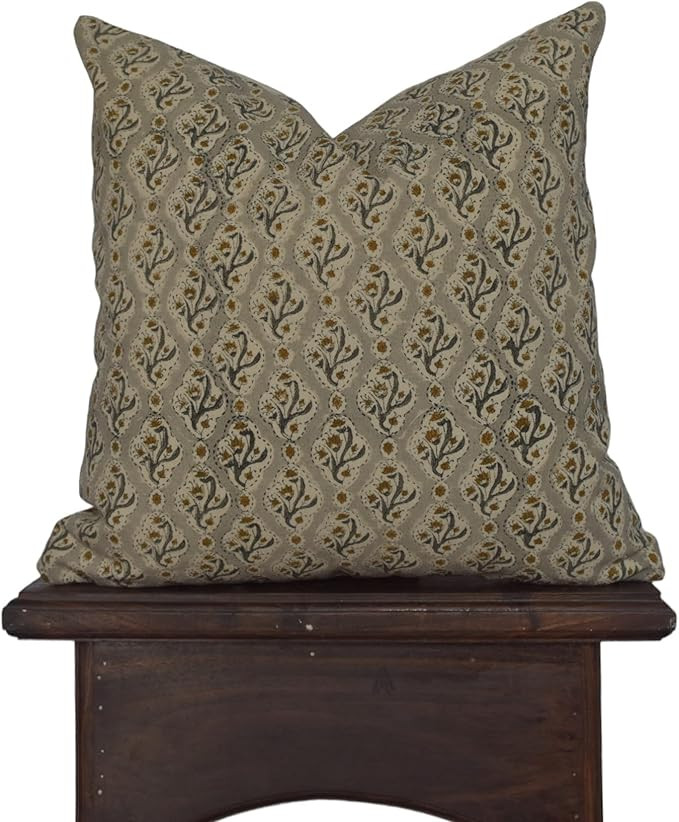 Block Print Duck Canvas Pillow Cover, 20x20 Inch Decorative Vintage Pillow Covers for Sofa and Co... | Amazon (US)