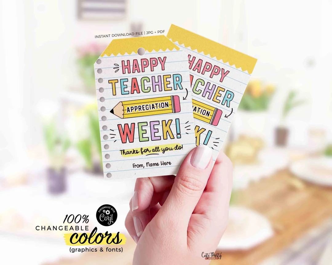 Teacher Appreciation Week Gift Tag Printable Gift for Teachers Gift Box Thank You Card Editable T... | Etsy (US)