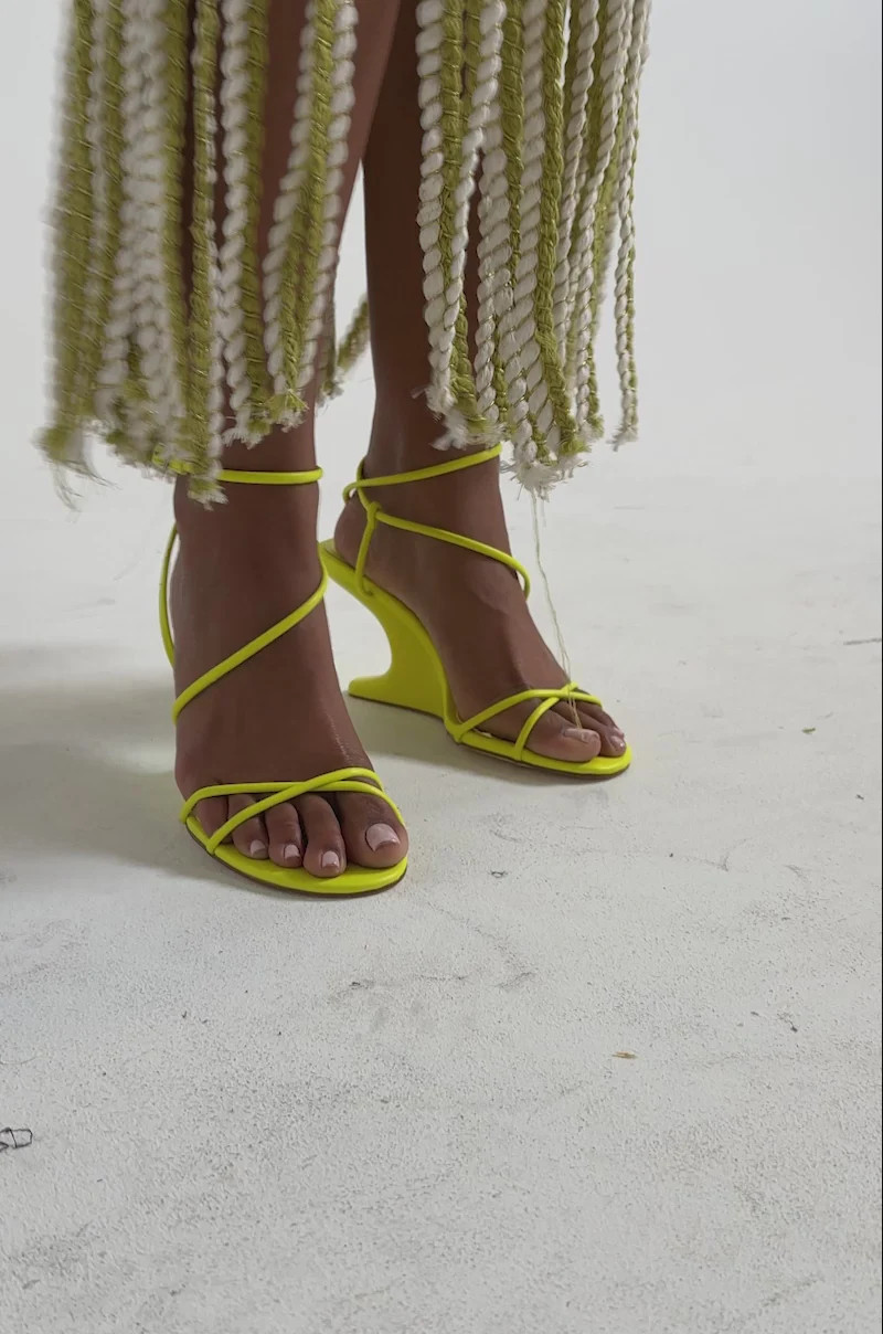 AZALEA WANG VINTARA YELLOW NOVELTY WEDGE STRAP SANDAL | AKIRA