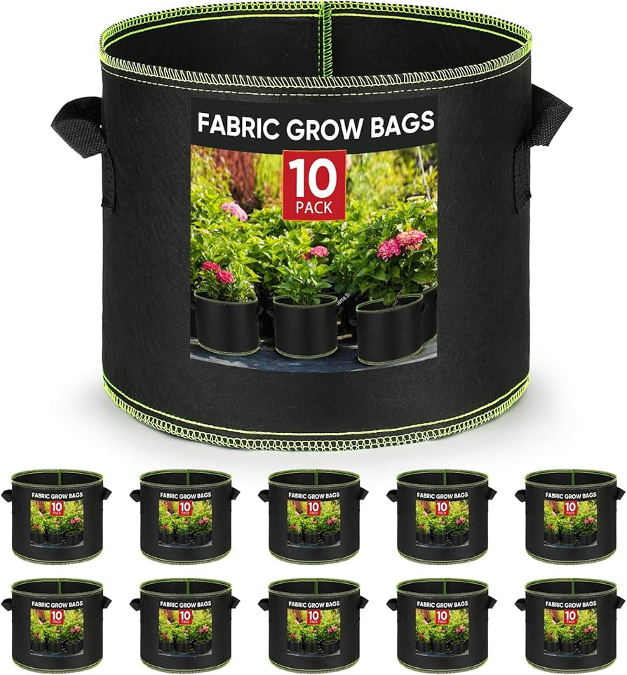 Grow Bags 5 Gallon10Pcs Heavy Duty 300G Fabric Pots for Plants,Thickened Nonwoven Garden Bags for... | Amazon (US)