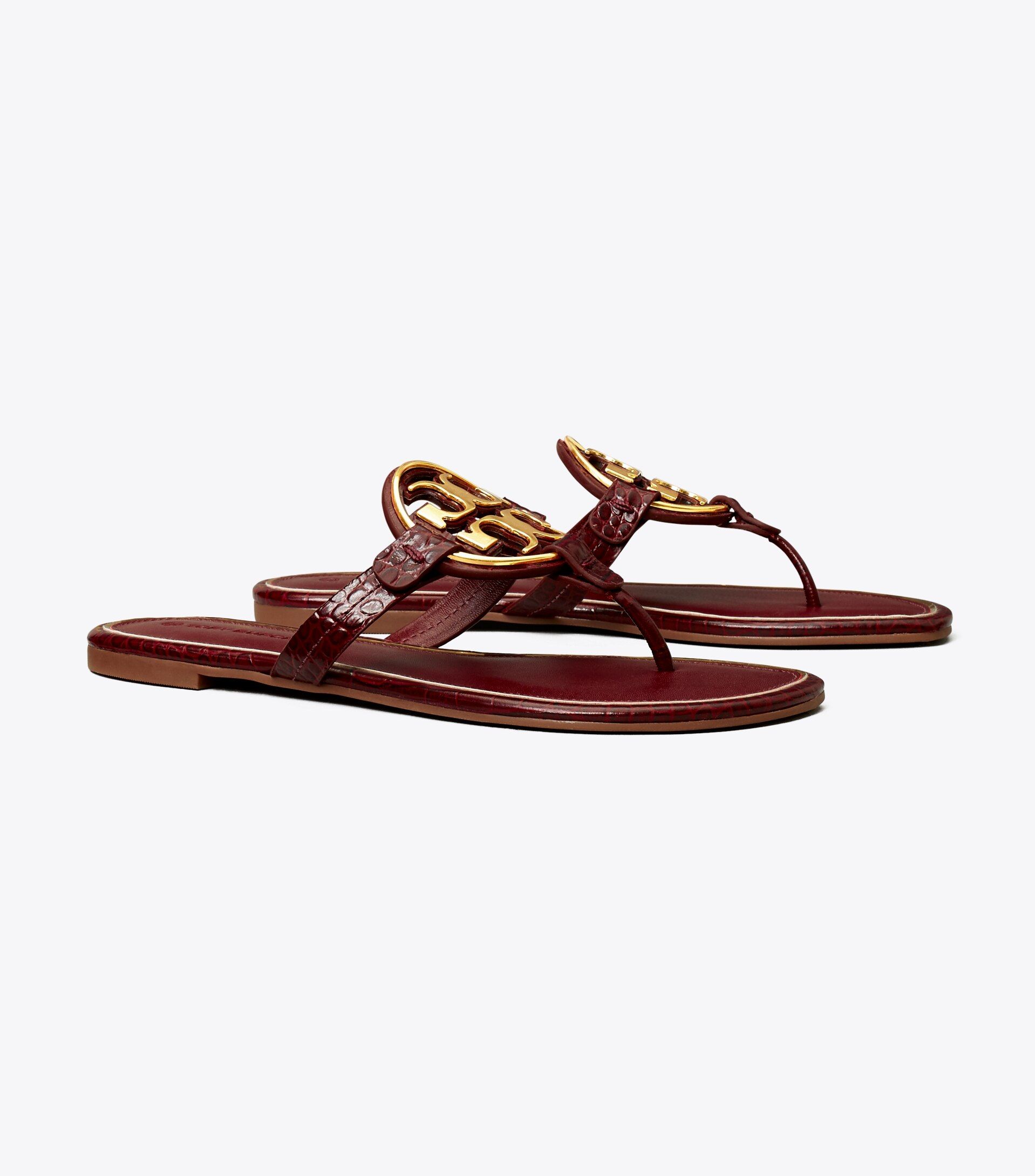 Miller Metal-Logo Sandal, Embossed Leather | Tory Burch (US)