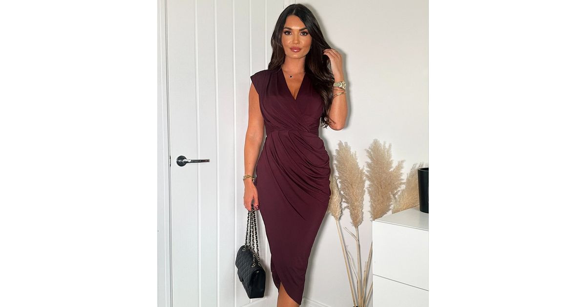 AX Paris Burgundy Sleeveless Wrap Bodycon Midi Dress
						
						Add to Saved Items
						Remove... | New Look (UK)