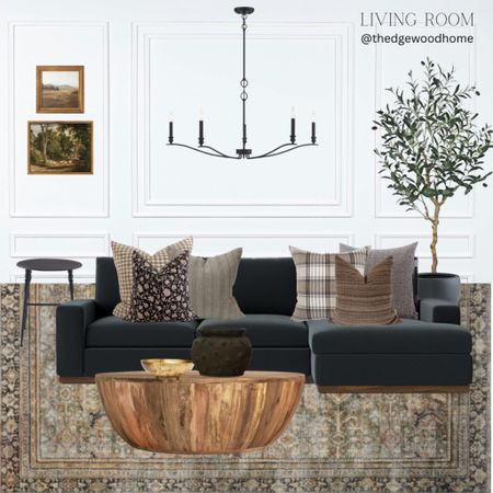 Living room, living room design board, living room
Ideas, sectional, coffee table, drum coffee table, chandelier, olive tree, wall art, loloi rug

#LTKFind #LTKSale #LTKhome