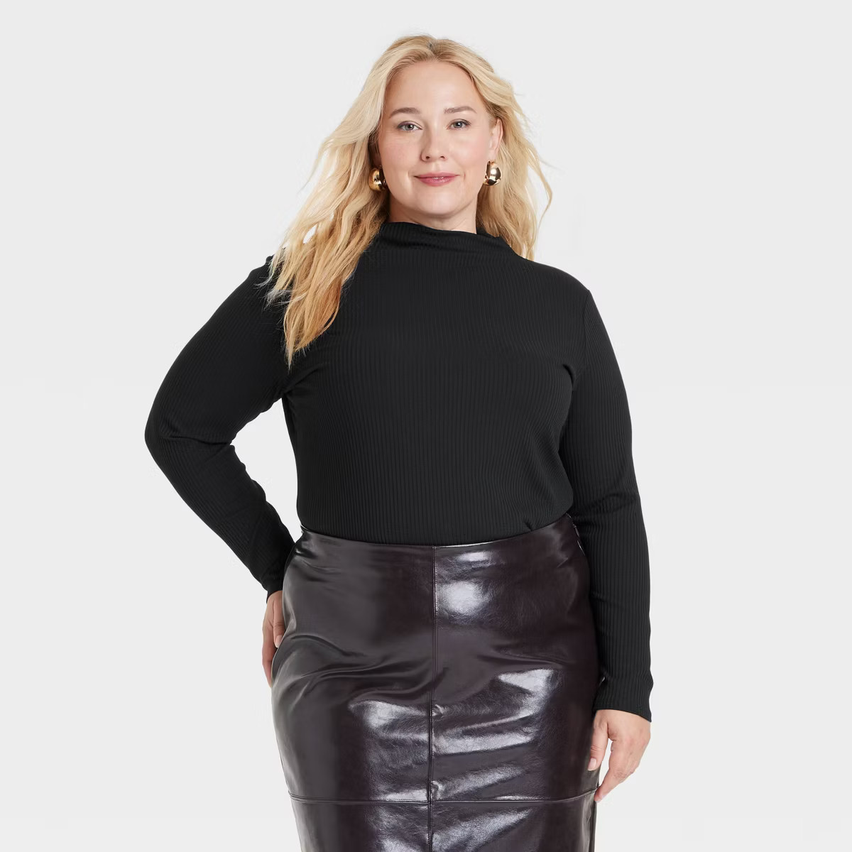 Women's Long Sleeve Mock Turtleneck T-Shirt - A New Day™ | Target