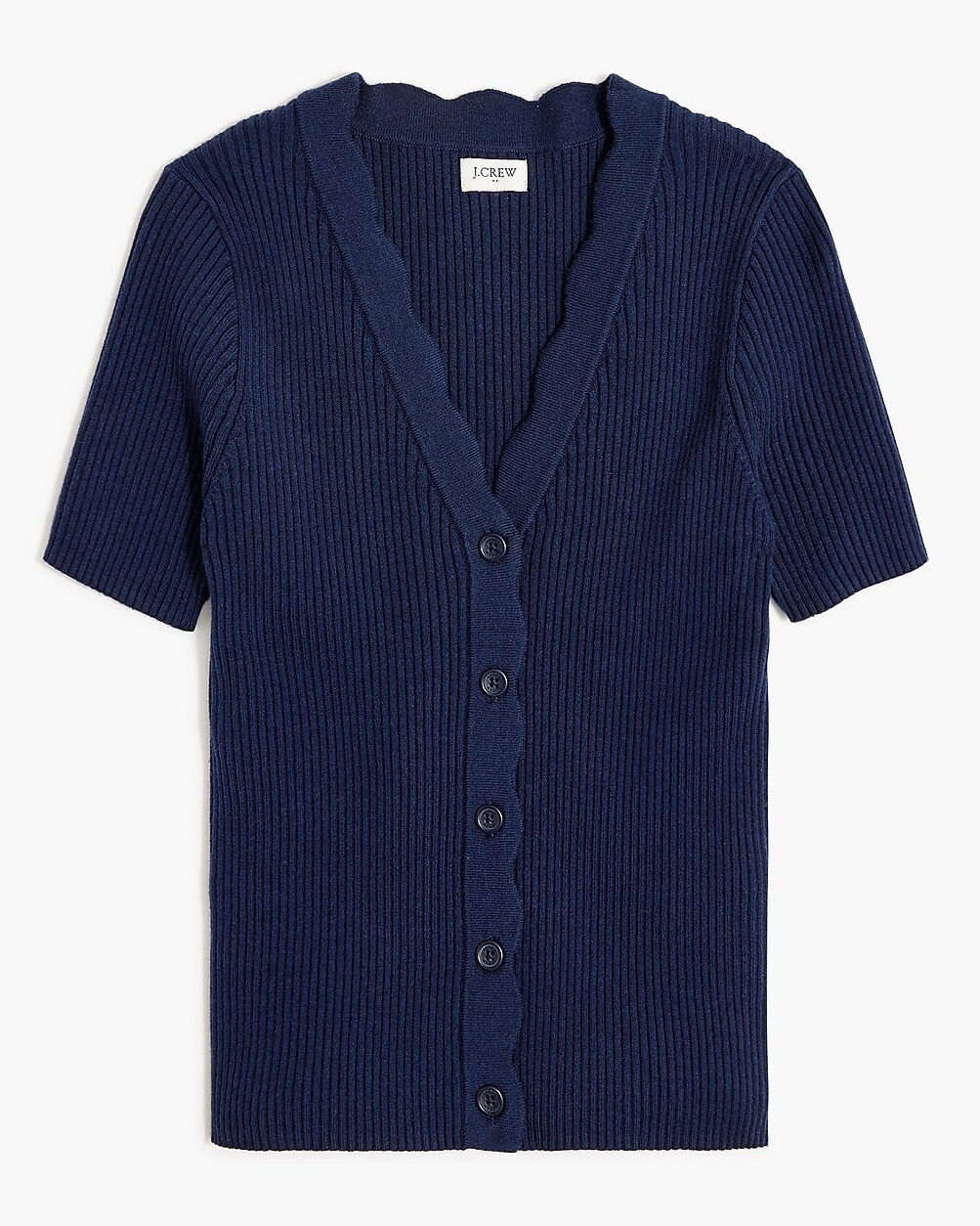 Short-sleeve cardigan sweater with scallop trim | J.Crew Factory