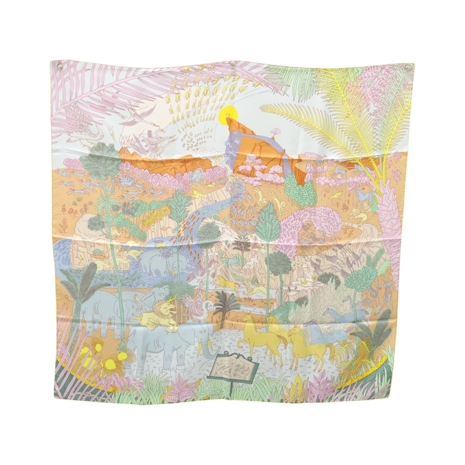 HERMES Le Carnaval des Animaux Carre 90 Scarf Silk Orange | eBay | eBay US