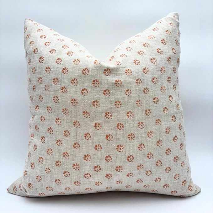 Decorative Pillow Cover French Country Pillow cover Cottage Decor Floral Block Print, Farmhouse D... | Amazon (US)