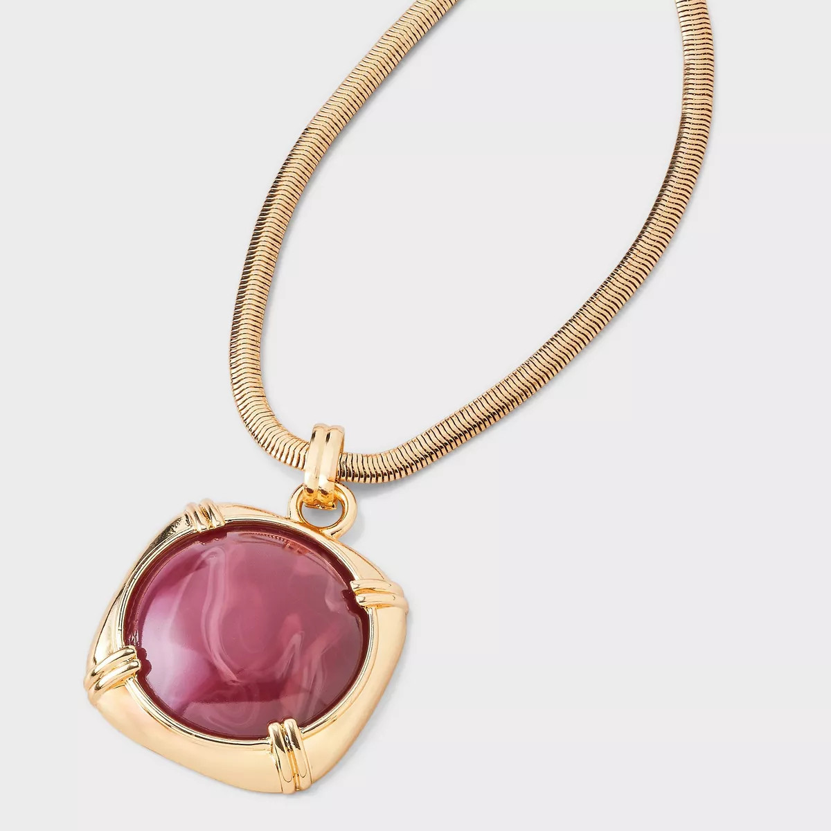 Stone Pendant Chain Necklace - A New Day™ Gold/Burgundy | Target
