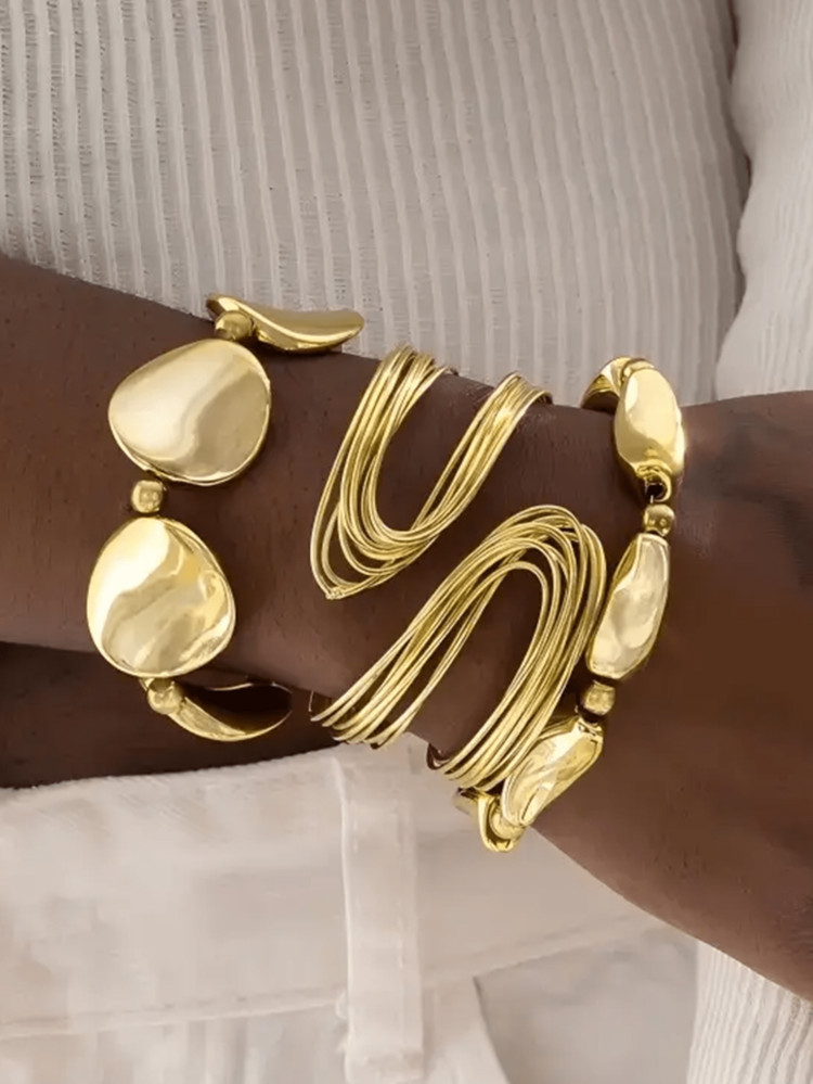 3pcs Exaggerated Geometric Style Women Bracelet Set, Vintage Personalized Stacking Bangles, Unique Jewelry Suitable For Daily And Party Wear (Bracelets Are Made Of Resin Material) | SHEIN