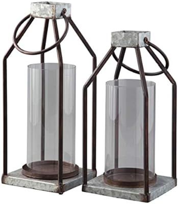 Signature Design by Ashley Diedrick Brass Stand w/Crackled Glass Candle Holder Set of 3 Lanterns-... | Amazon (US)