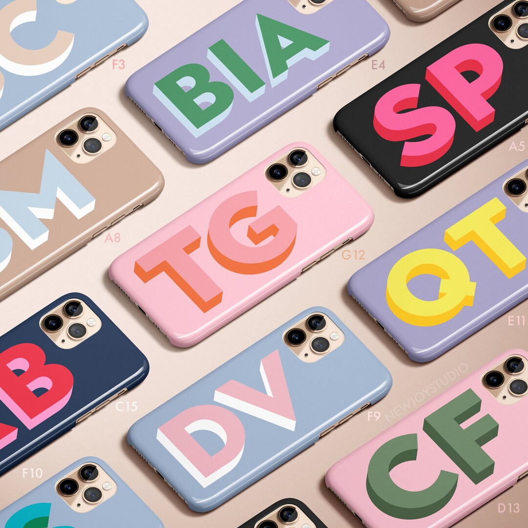 Monogram Phone Case Colorful 3D Shadow Personalized Large - Etsy | Etsy (US)