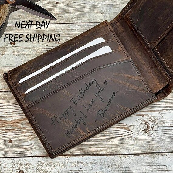 Handwriting Wallet  Leather Wallet for Men  Personalized | Etsy | Etsy (US)