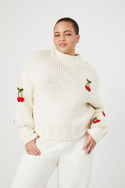 Plus Size Cherry Mock Neck Sweater | Forever 21 (US)