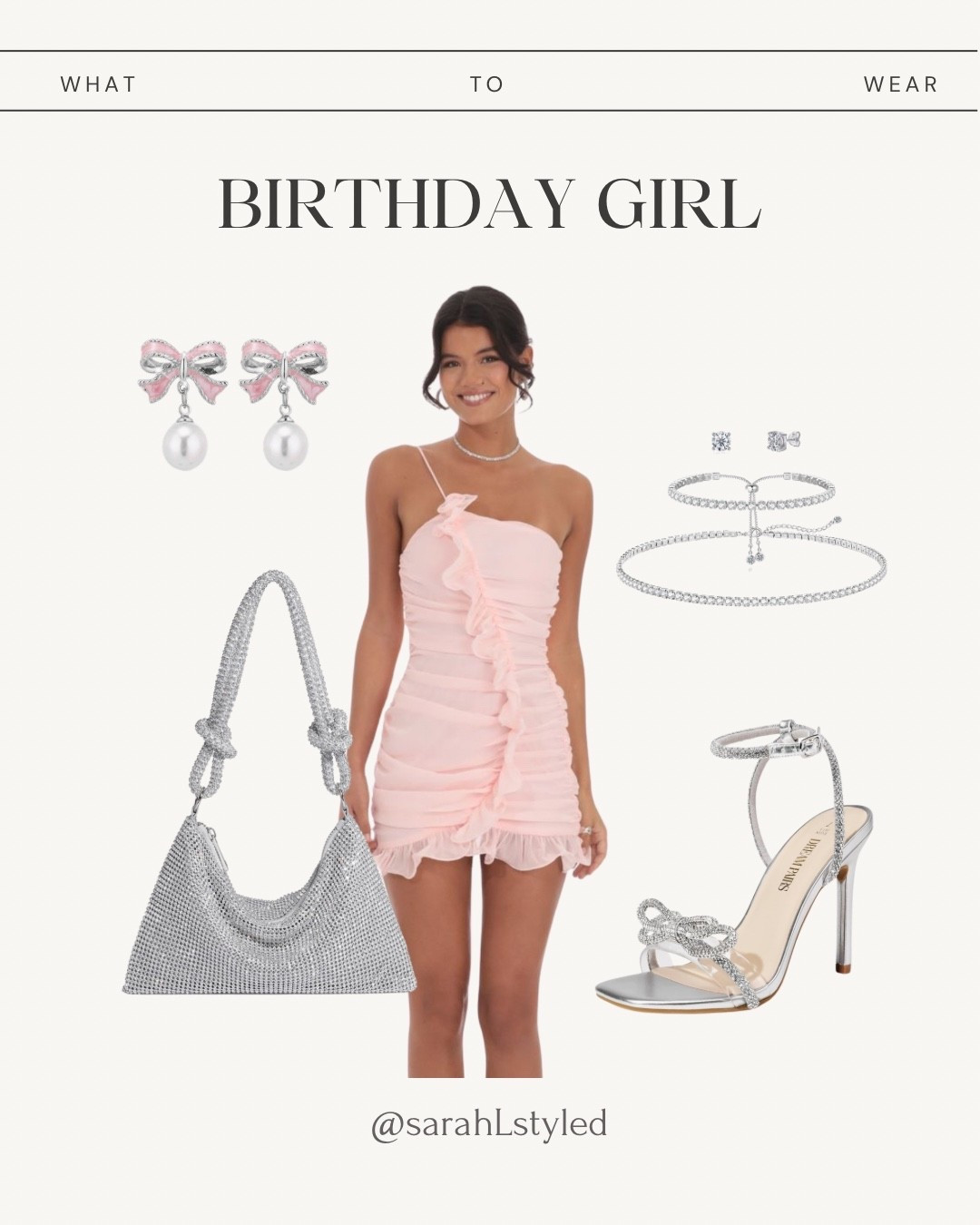 Birthday girl outfit idea 🤍✨ what to wear on your birthday! I get so many compliments every time I carry this bag — under $25 on Amazon 

Party dress, pale pink mini dress, rhinestone handbag, birthday dress, silver heels, going out style, Amazon finds, Amazon fashion 

#LTKSaleAlert #LTKFindsUnder50
