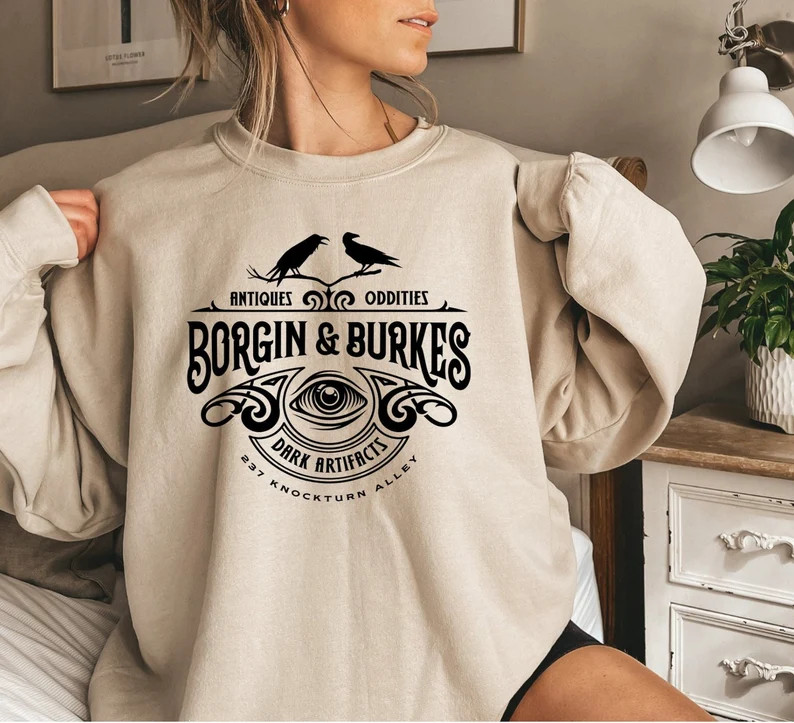 Borgin & Burkes Unusual and Ancient Wizarding Artefacts, Wizard Sweatshirt, Book Reading magic Sw... | Etsy (US)