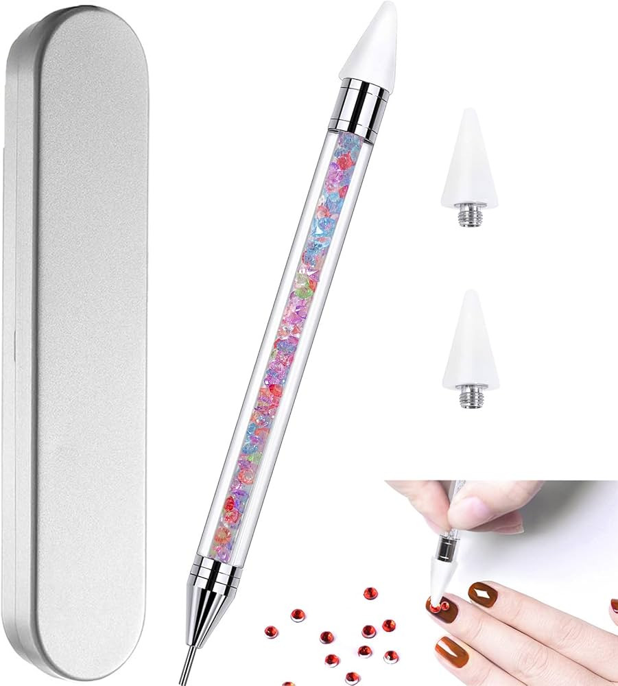 Nail Rhinestone Picker Dotting Tool with Extra 2 Wax Head, Dual-ended DIY Nail Art Tool With Pink... | Amazon (US)