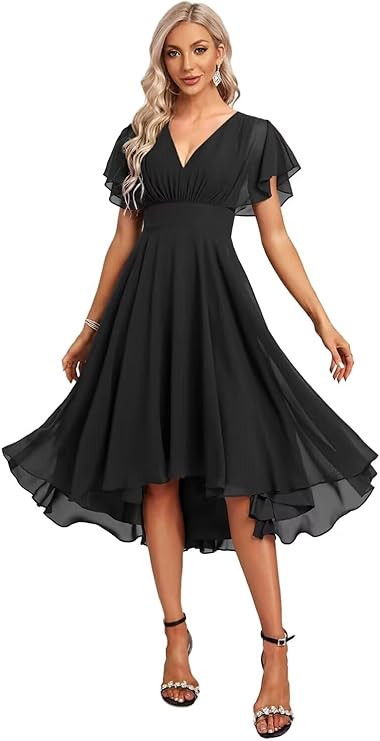 High Low Chiffon Mother of The Bride Dress, Wedding Guest Bridesmaid Party Dresses Formal Evening... | Amazon (US)