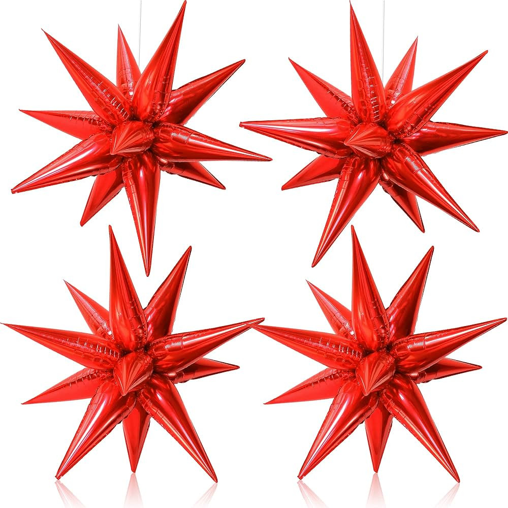 KatchOn, Red Starburst Balloons - Big 20 Inch, Pack of 50 | Red Metallic Balloons, Red Balloons f... | Amazon (US)