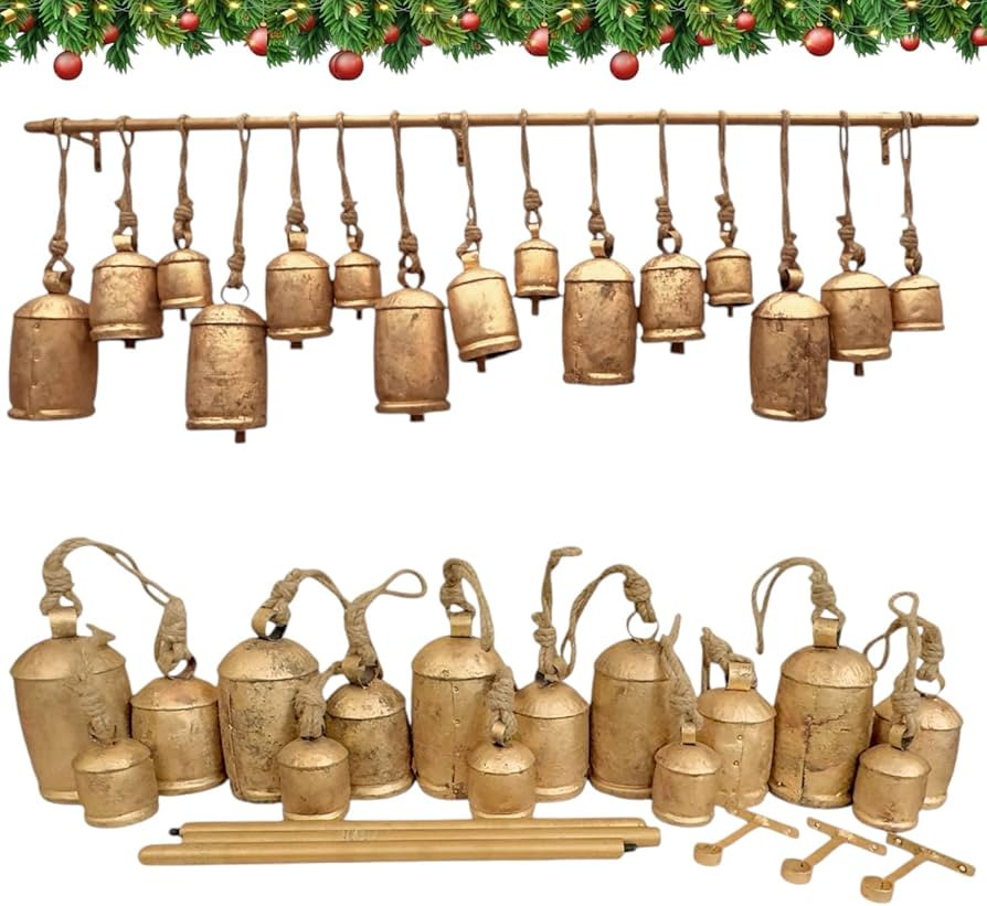 RW Rustic Giant Christmas Bells - Set of 15 Vintage Style Harmony Shabby Chic Bells with Hanging ... | Amazon (US)