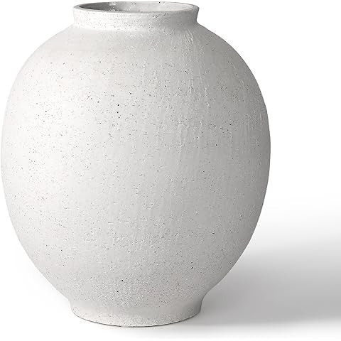Large White Ceramic Vase - 9.8 Inch Rustic Farmhouse Vase for Home Decor, Minimalist Tall Vases f... | Amazon (US)