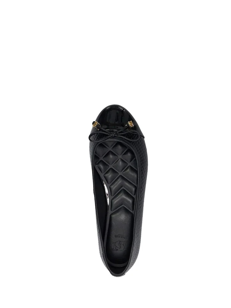 Dune London Black Dark Standard Fit Hallo Charm Trim Leather Ballet Shoes | Next EU