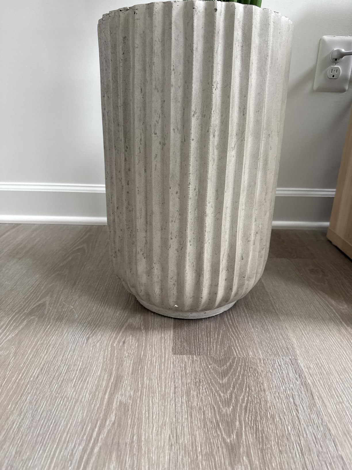 Kante Round Fulted Planter, 11 Inch Dia Large Concrete Plant Pots with Drainage Hole and Rubber P... | Amazon (US)