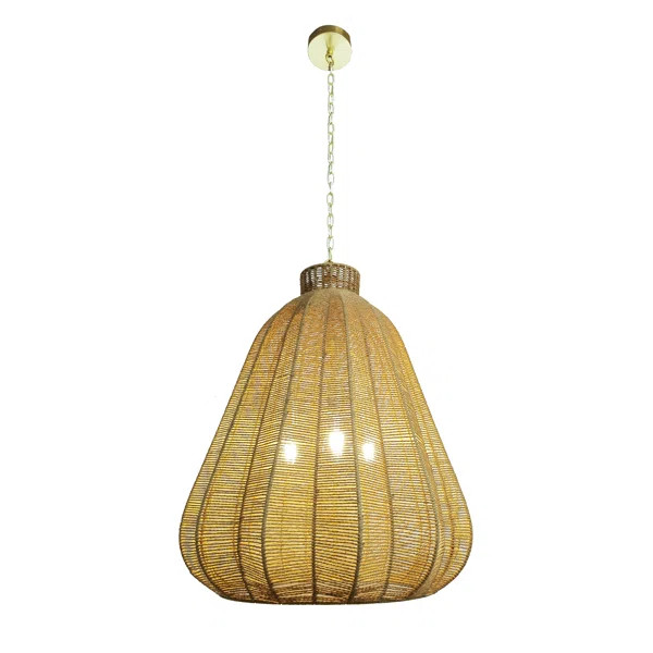 Rustic Twisted Rope Pendant Light with Gold Chain – Handcrafted Boho Hanging Ceiling Fixture fo... | Wayfair North America