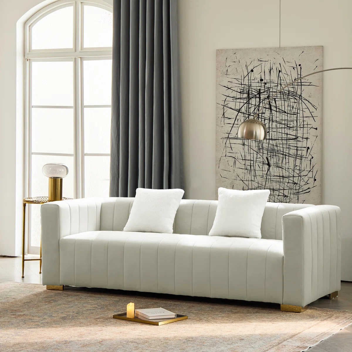 Mordecai Velvet Square Arm Sofa | Wayfair North America