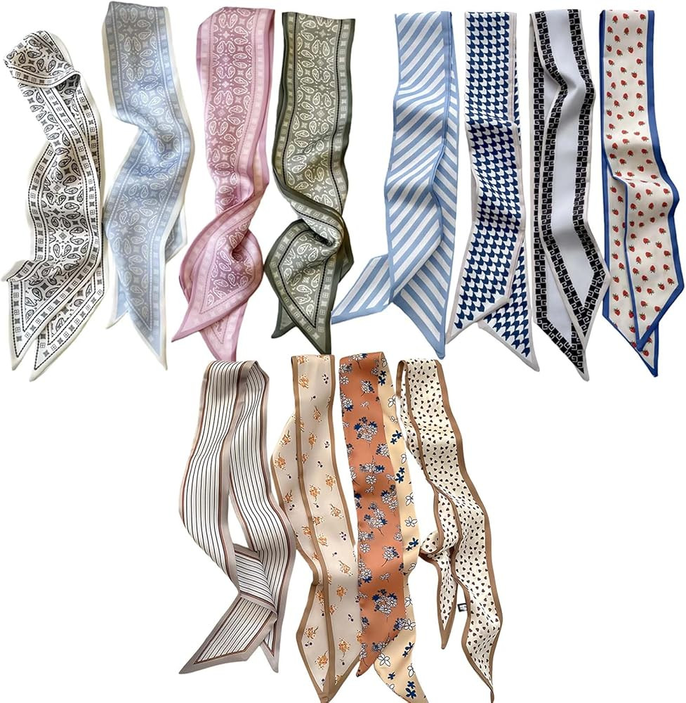 24PCS Fashion Scarves for Women Multifunctional Neck Scarves Purse Scarf Headbands for Bags Hair ... | Amazon (US)