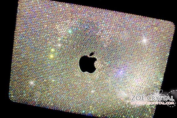 Bedazzled Bling MACBOOK Case / Cover in Aurora Borealis AB White Crystals size SS20(5mm)  Glitter... | Etsy (US)