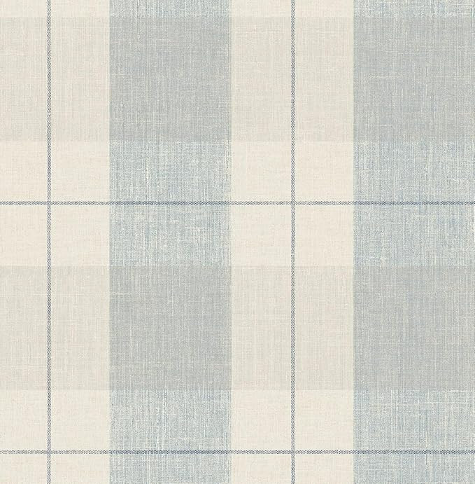 NextWall Lenox Hill Plaid Peel and Stick Wallpaper (Blue & Beige) | Amazon (US)
