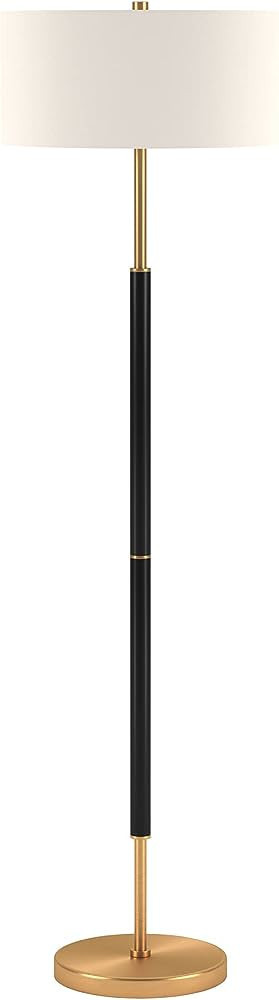 Henn&Hart 2-Light Floor Lamp with Fabric Shade in Matte Black/Brass/White, Floor Lamp for Home Of... | Amazon (US)