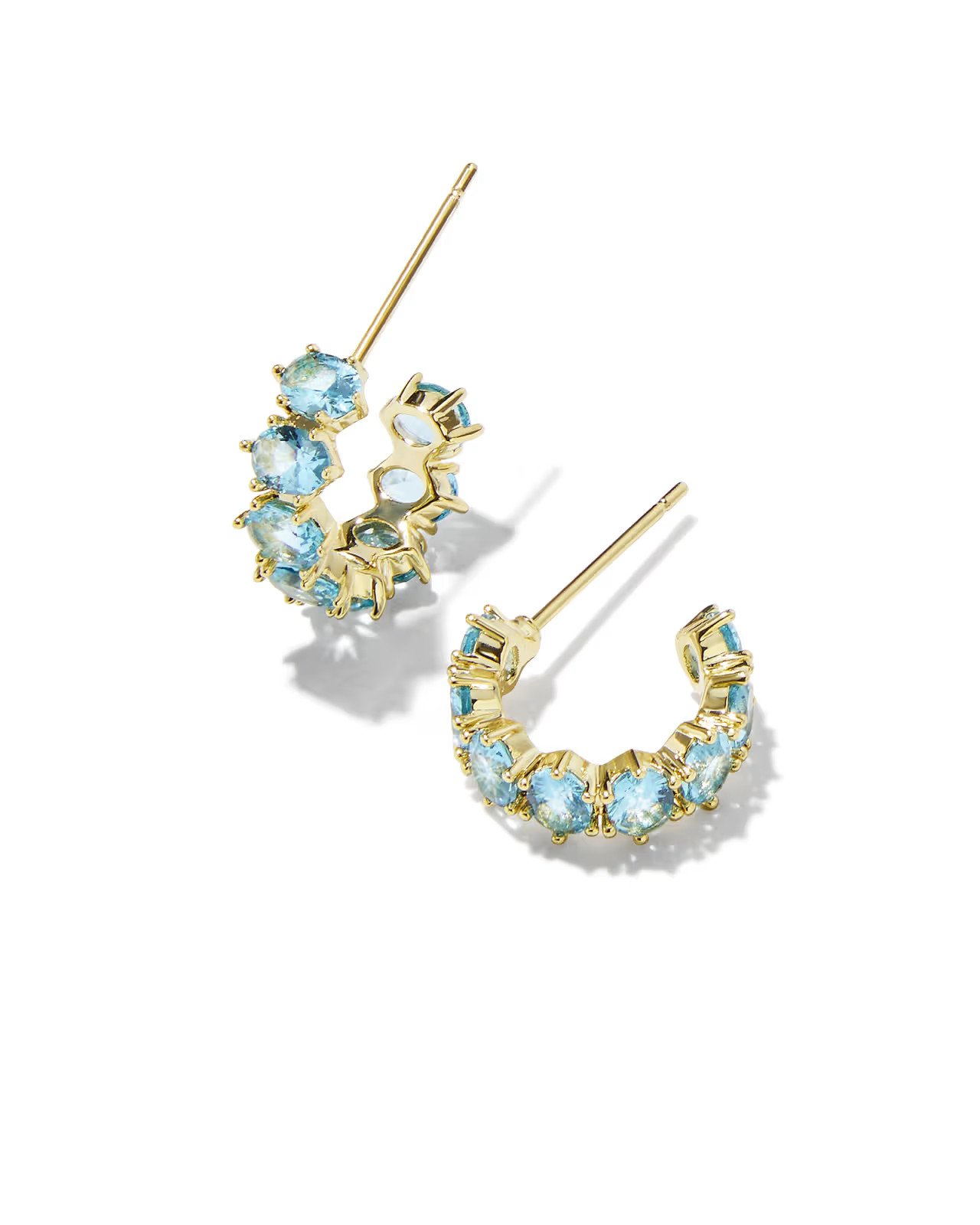Cailin Gold Huggie Earrings in Aqua Crystal | Kendra Scott