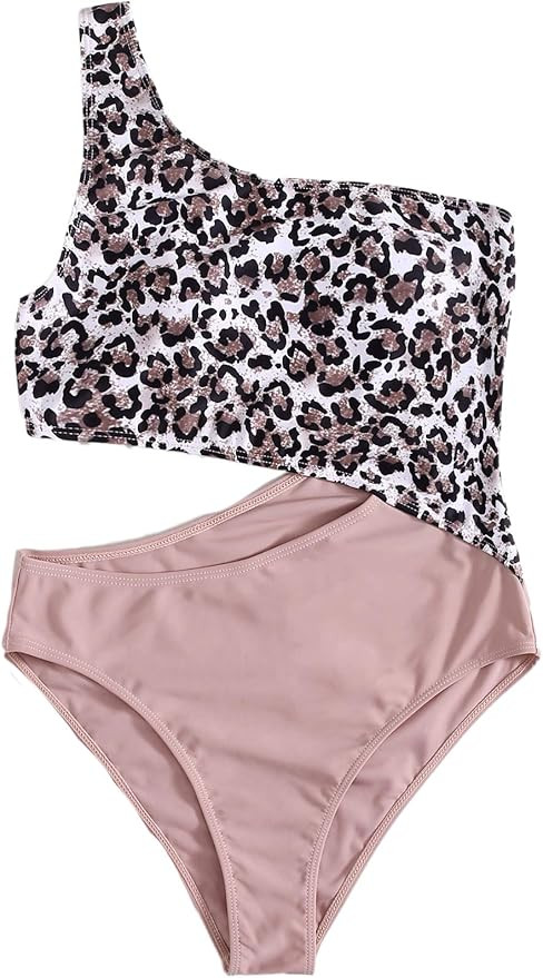 SweatyRocks Women's Bathing Suits One Shoulder Cutout One Piece Swimsuit Swimwear Monokini | Amazon (US)