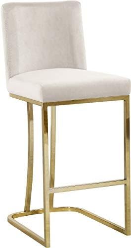 Meridian Furniture Heidi Collection Modern | Contemporary Velvet Upholstered Counter Stool with Poli | Amazon (US)