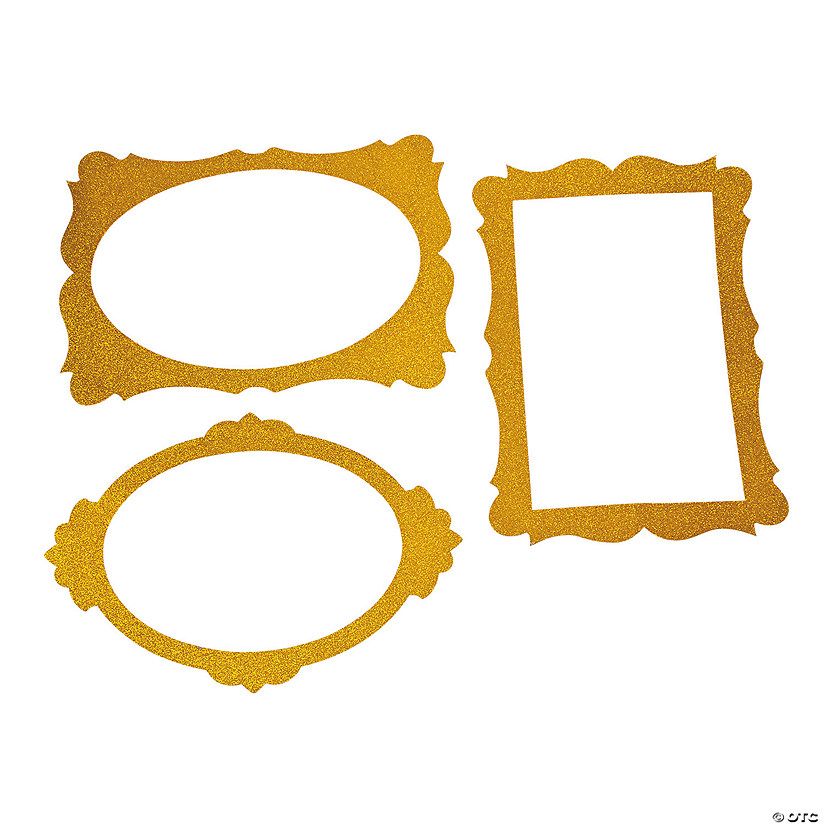 Gold Glitter Photo Booth Frames - 3 Pc. | Oriental Trading Company