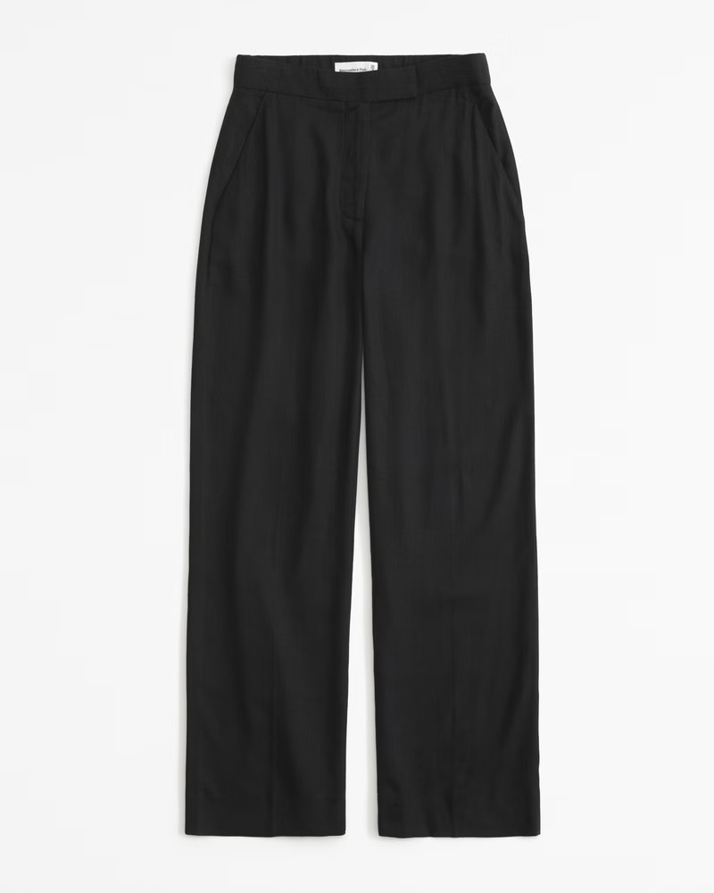 Linen-Blend Tailored Straight Pant | Abercrombie & Fitch (US)