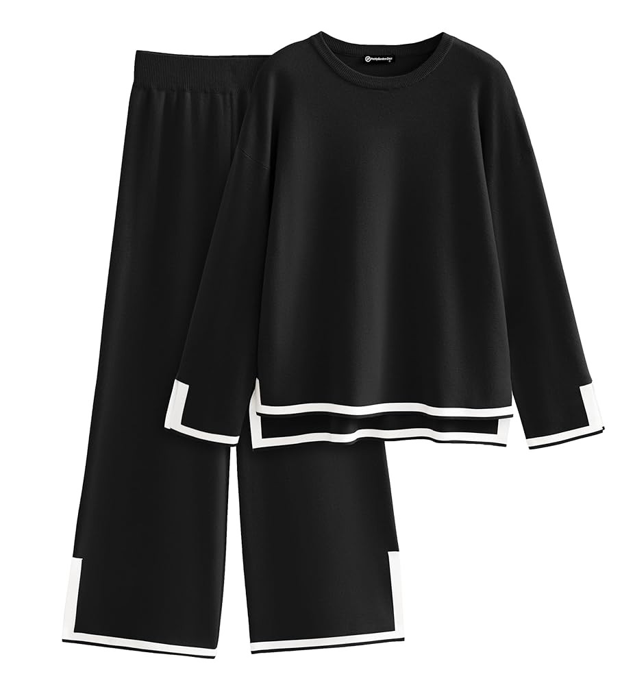 PRETTYGARDEN Women's 2 Piece Fall Knit Sweater Set Long Sleeve Tops Wide Leg Pants Sweatsuit Trac... | Amazon (US)