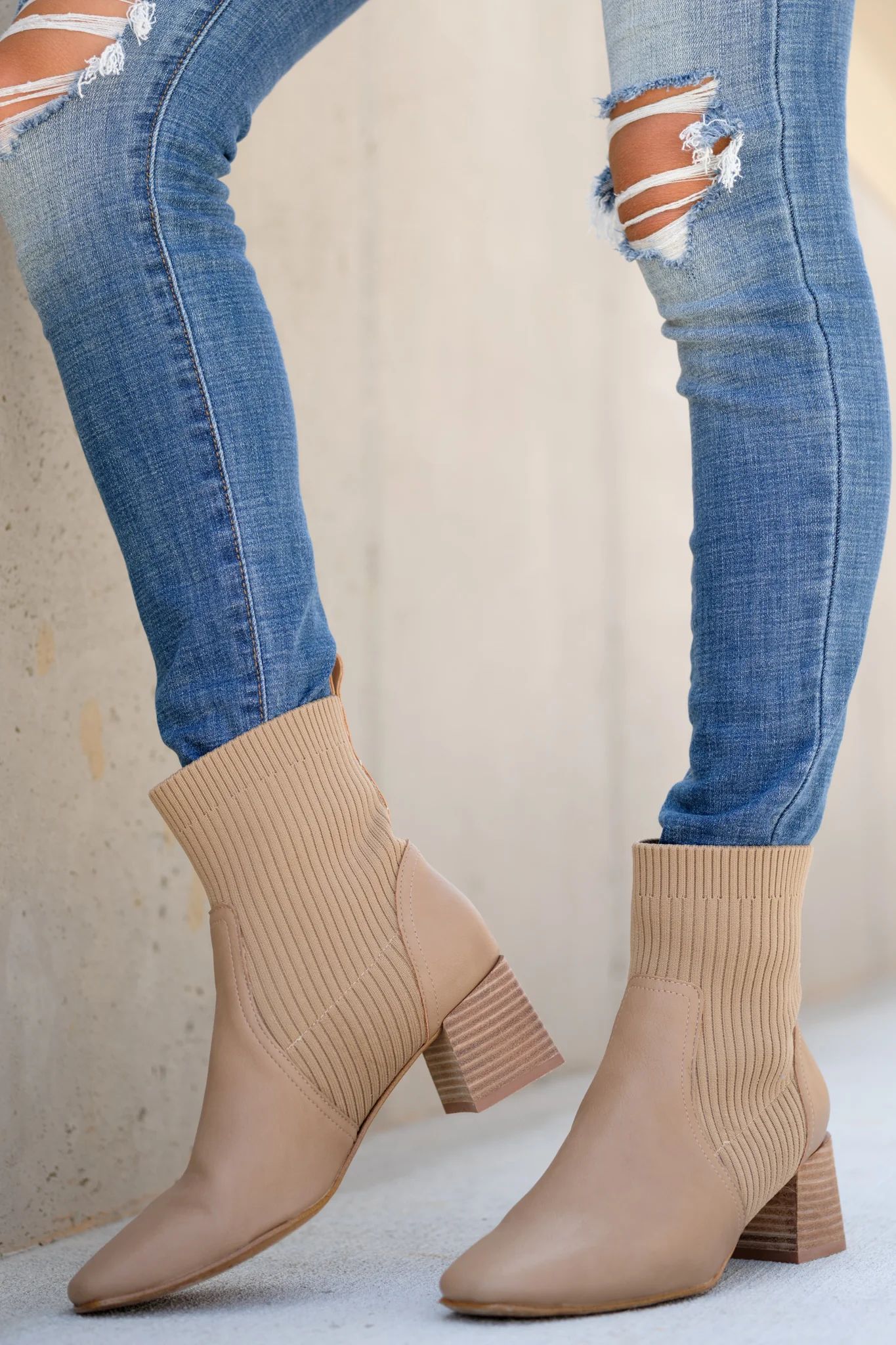 Seal The Deal Tan Ankle Booties | Red Dress 