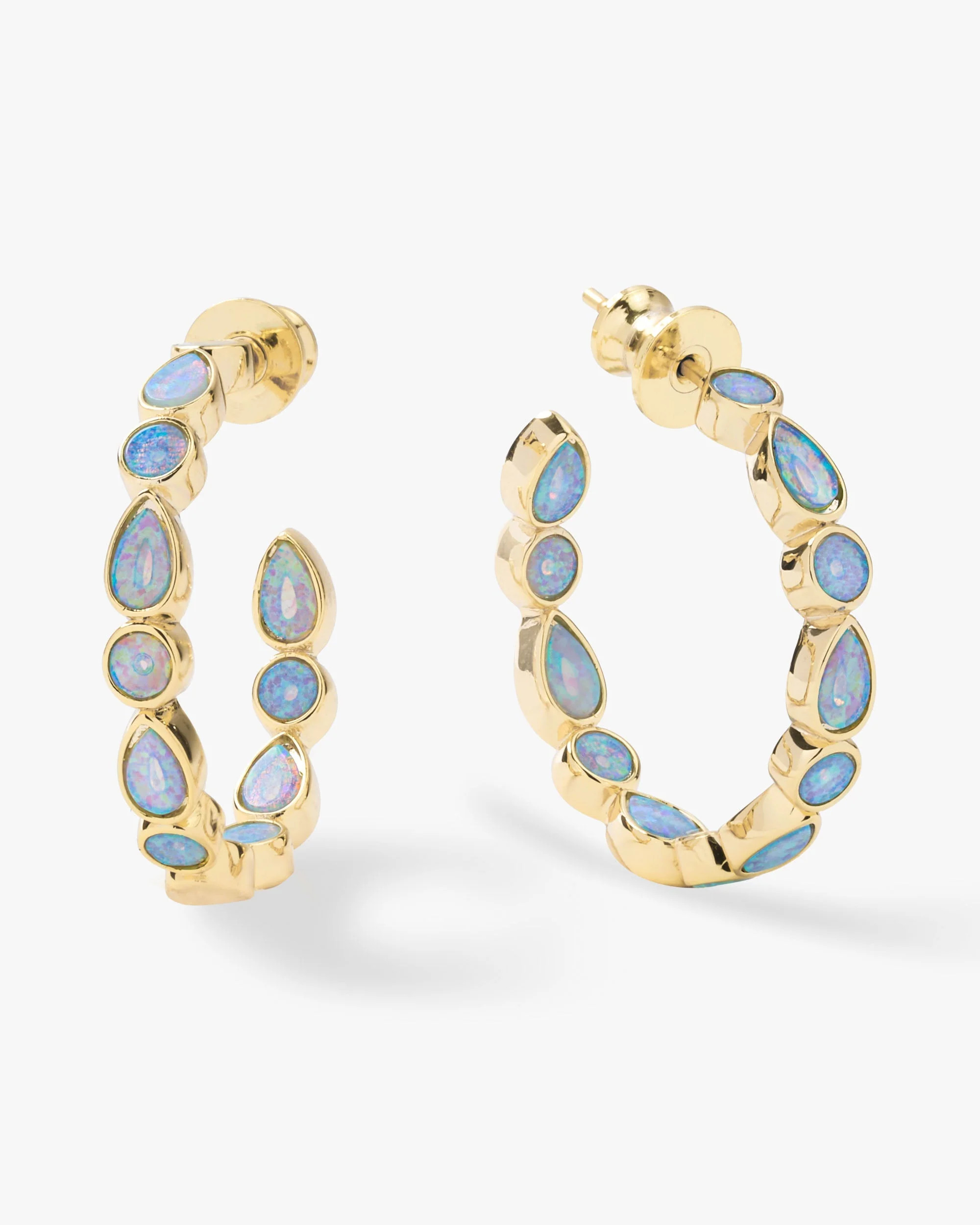 Isla Blue Opal Hoops 1" - Gold|Blue Opal | Melinda Maria