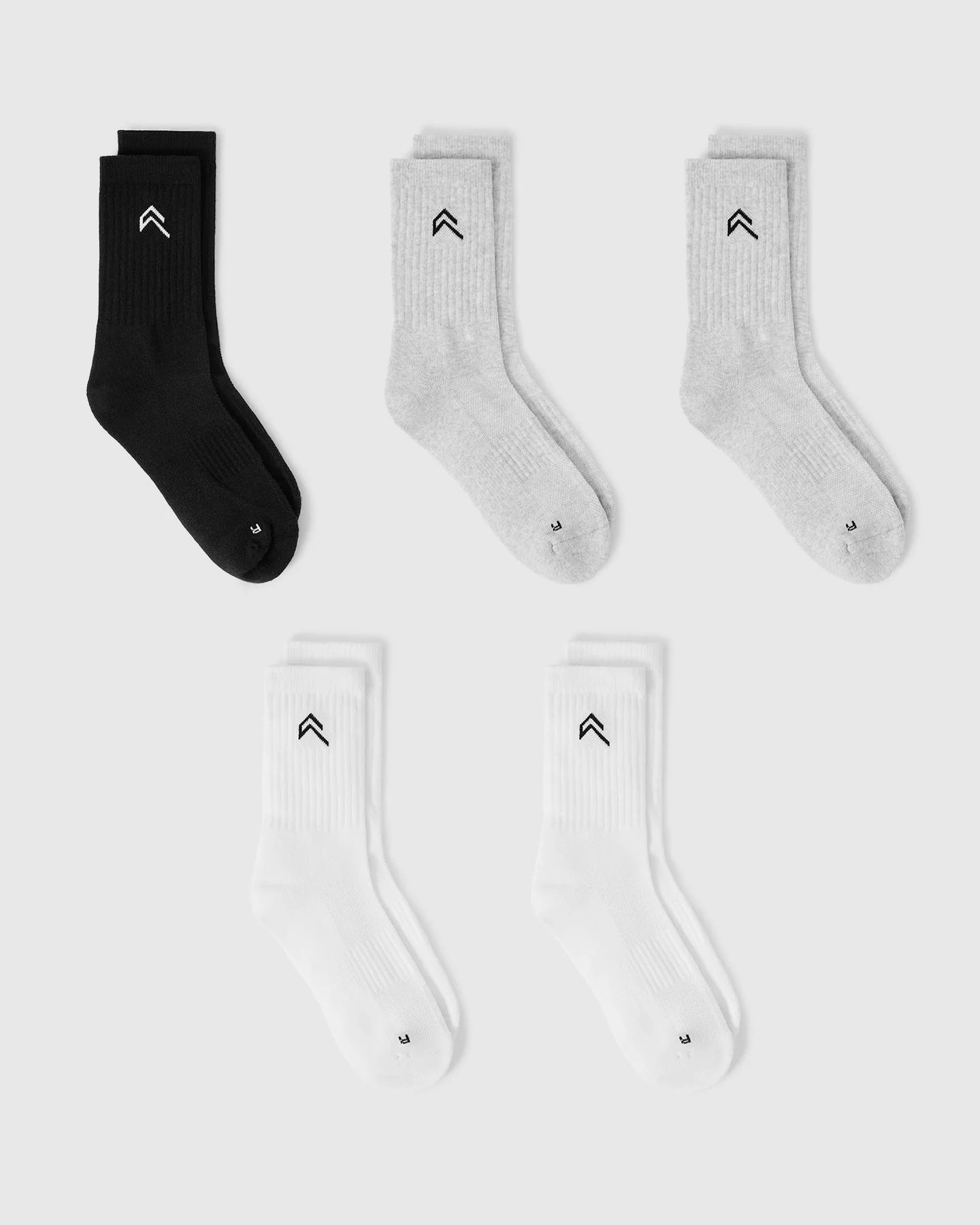 Crew Socks 5 Pack 
 Grey/White/Black | Oner Active (UK / US)