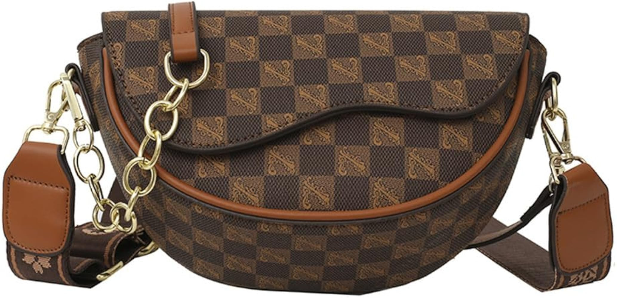 Crossbody Fanny Pack for Women Retro Letter Print Chest Waist Bag with Wide Strap Adjustable Belt... | Amazon (US)