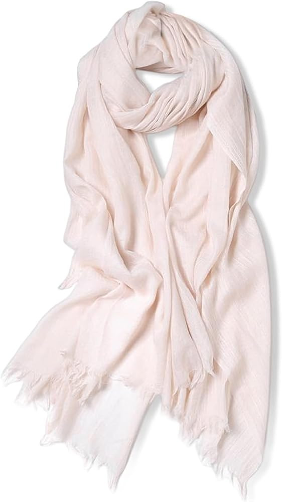 Women's Scarf Solid Color Cotton Linen Scarves With Tassels Warm Large Stole Wraps Long Hijab Sha... | Amazon (US)