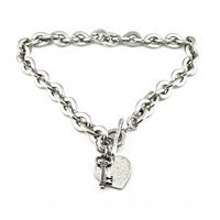 Chunky Silver Necklace | Heart Links Love Lock Large | Etsy (US)