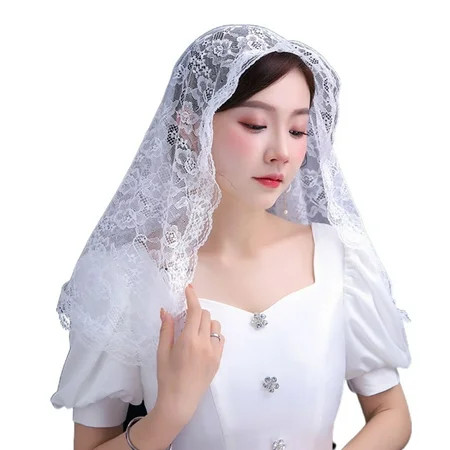 Lace Mantilla Veil Soft Comfortable Black White Spanish Style Exquisite Rose Lace Veil Head Covering | Walmart (US)